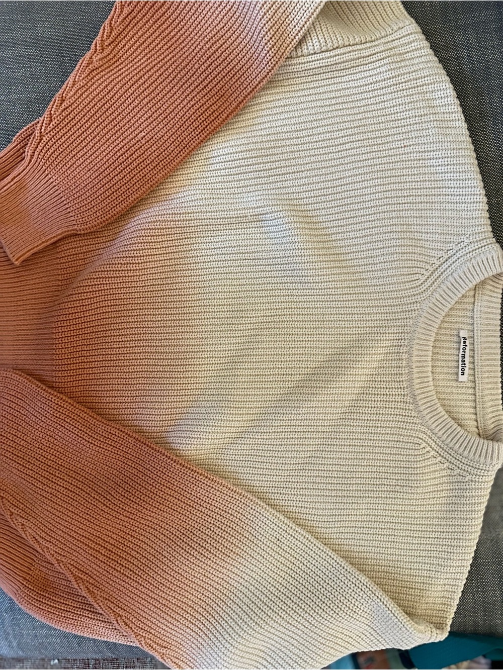 Reformation Cream Sweater with Dusky Pink Sleeves